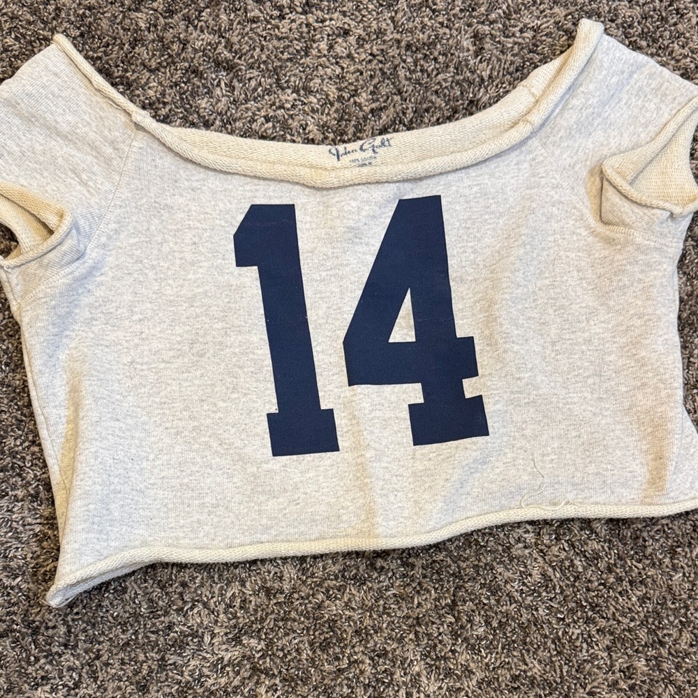 Brandy Melville Gray Top with Navy Print